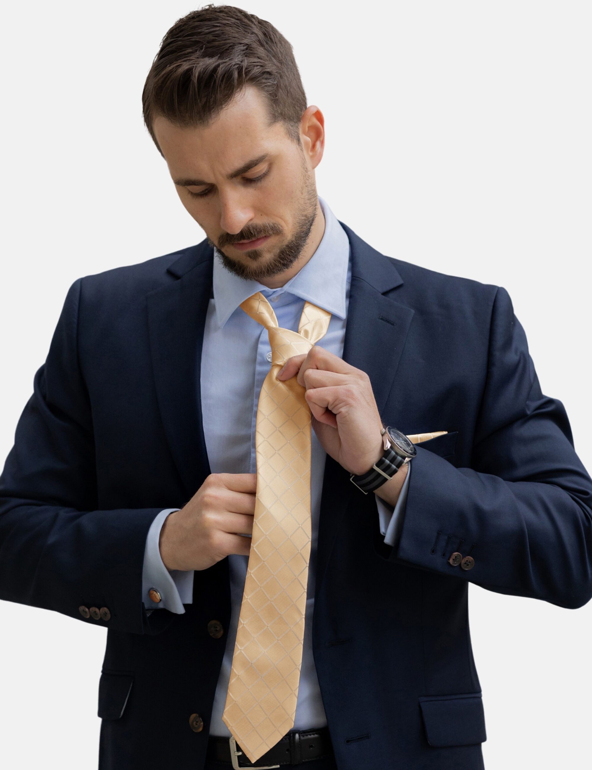 Massi Morino Krawatte (1-St) mit Einstecktuch, Manschettenknöpfen und Krawattenklammer