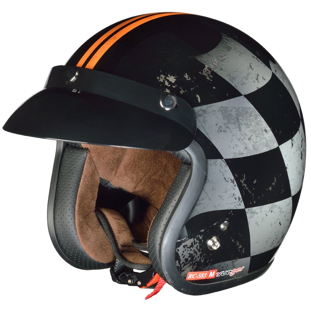 rueger-helmets Motorradhelm RC-583 Jethelm Motorradhelm Chopper Jet Motorrad Roller Bobber Helm ruegerRC-583 Finale XS