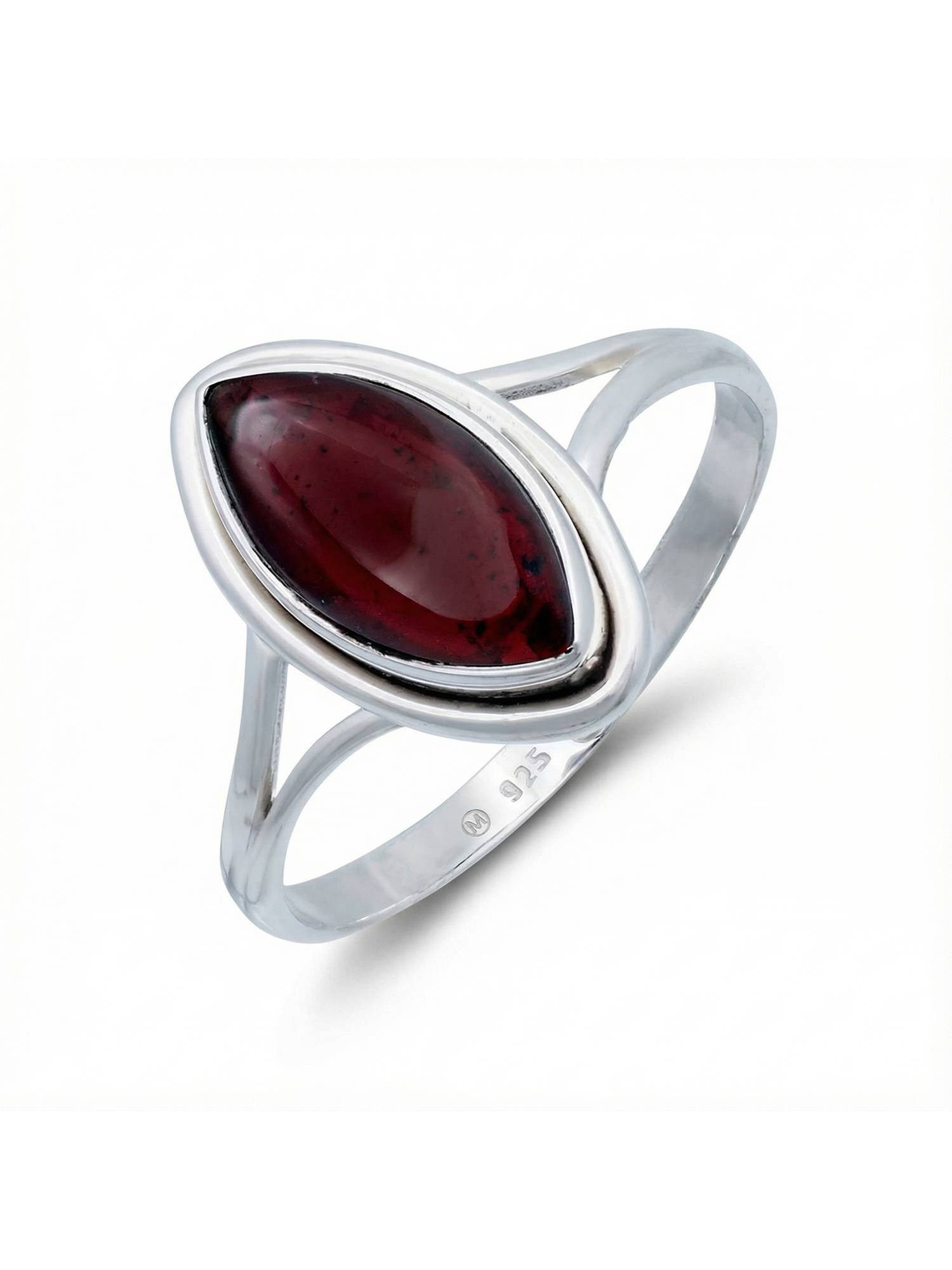 Silberring SARALA Ellipse aus 925 Silber mit Granat