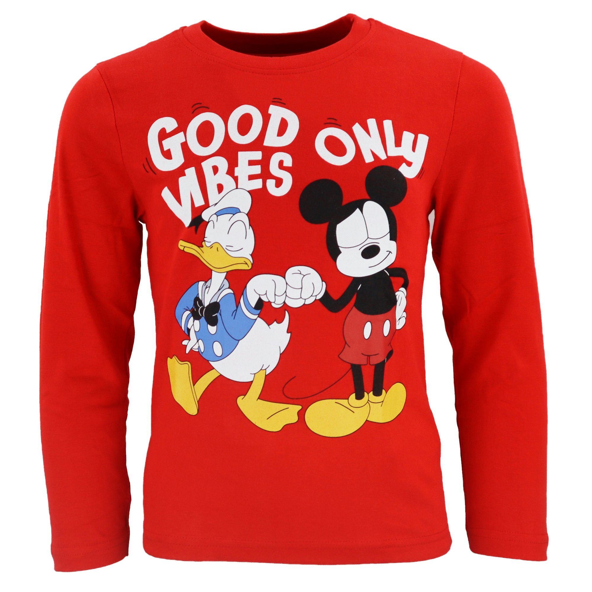 128 98 bis Rot langarm Mickey Donald Gr. Schlafanzug Disney Pyjama Kinder Duck Disney Maus