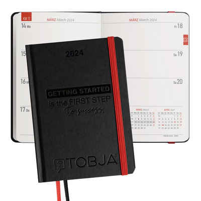 TOBJA Wandkalender A6 Taschenkalender 2024 "Black Success" Kalender, Kalender Buchkalender 2024 Terminkalender