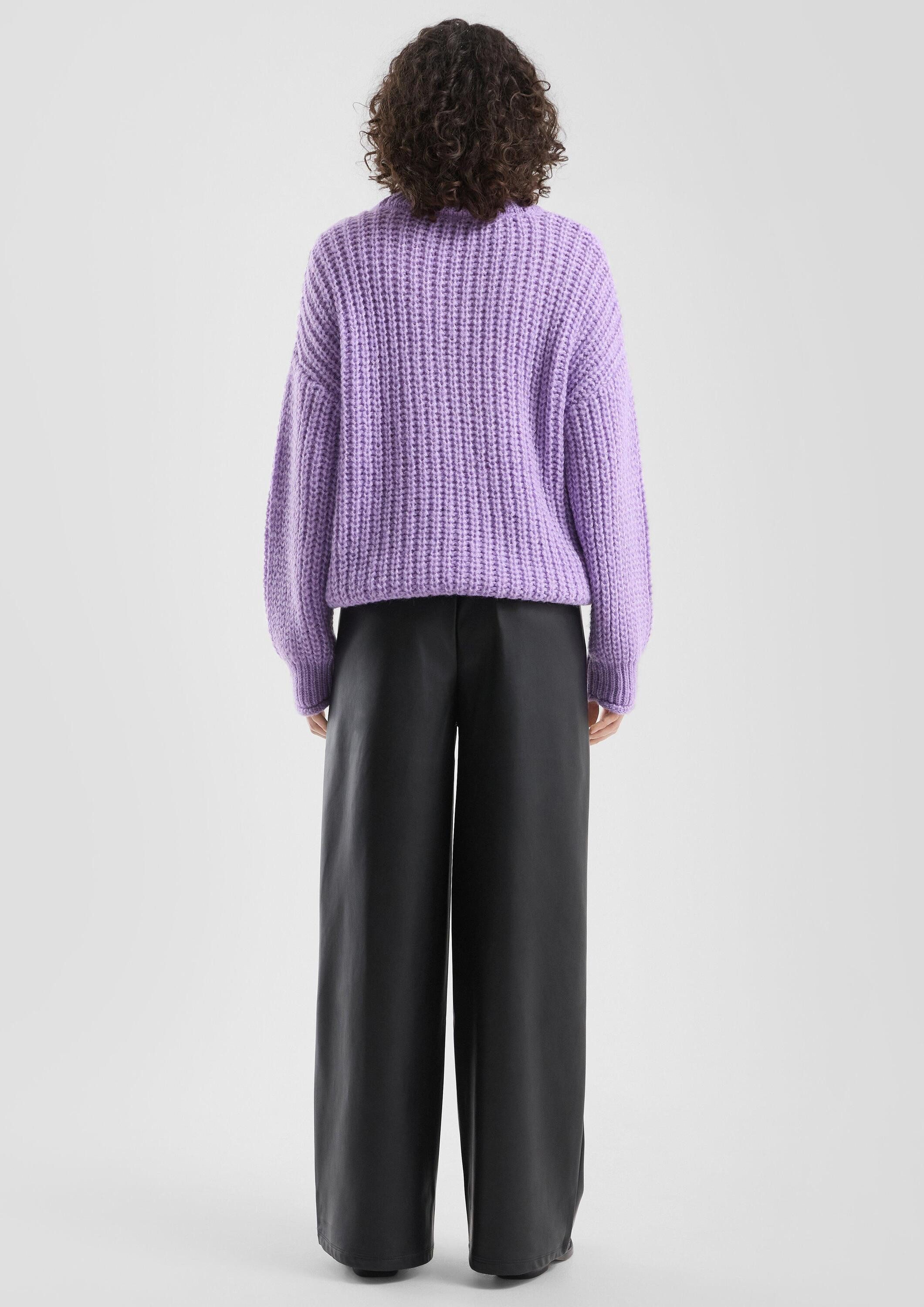 QS Longpullover Strickpullover Flauschiger Oversize-Pullover mit Rollkragen