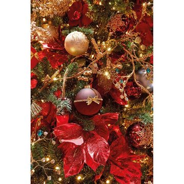 Decoris season decorations Weihnachtsbaumklammer, Weihnachtsstern Blume auf Clip 16cm rot