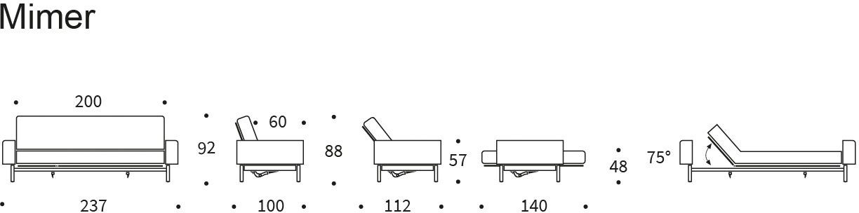 MIMER, Schlafsofa ™ INNOVATION cm 140 Taschenfederkernmatratze, LIVING Breite Liegefläche