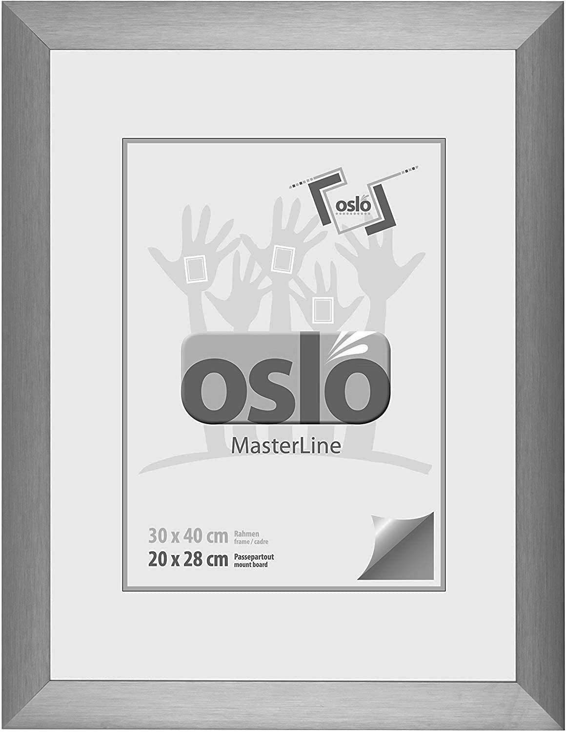 Oslo MasterLine Portraitrahmen Bilderrahmen 30 x 40 cm Aluminium gebürstet  3 cm breit, (silber} {schwarz} {graphit), 30 x 40 cm graphit Alu mit  Echtglas, Puzzlerahmen Made in Germany