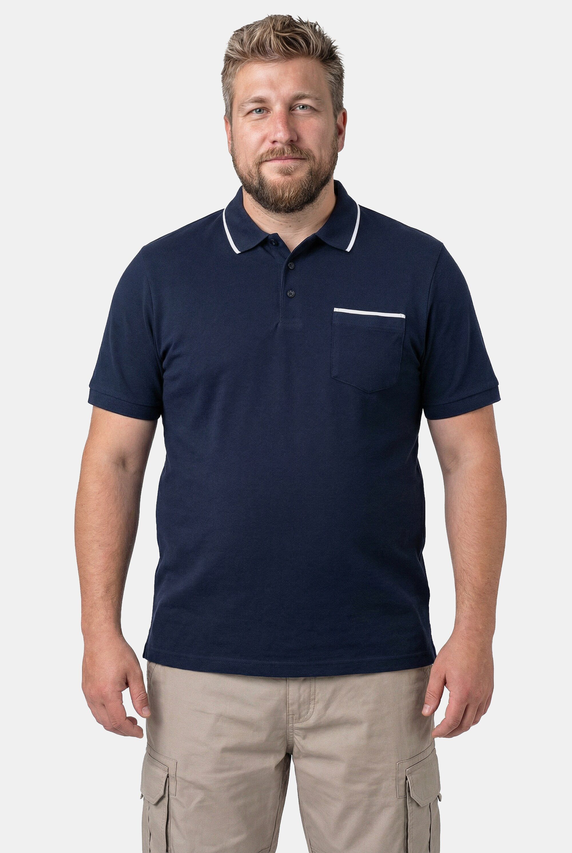 Men Plus Poloshirt Men+ Poloshirt Bauchfit Halbarm Brusttasche günstig online kaufen
