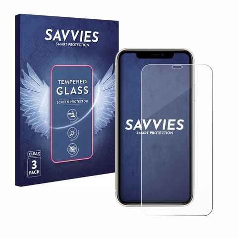 Savvies Panzerglas für Apple iPhone 11, Displayschutzglas, 3 Stück, Schutzglas Echtglas 9H Härte klar Anti-Fingerprint