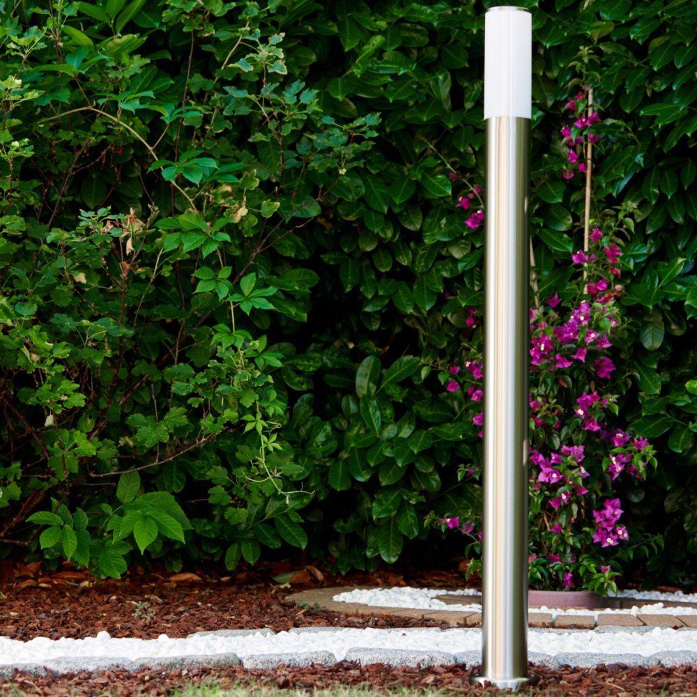 Sockelaußenleuchte, Edelstahl, »Zogno« mit Kunststoff-Scheiben, Gartenlampe hofstein Außen-Stehlampe Außenstehleuchte E27, IP44