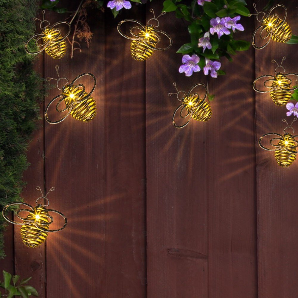 Haushalt International L Solarlampe cm LED fest Garten Terrassenlampe Bienen LED-Leuchtmittel Lichterkette Warmweiß, verbaut, 480 Dekolicht, 10x LED