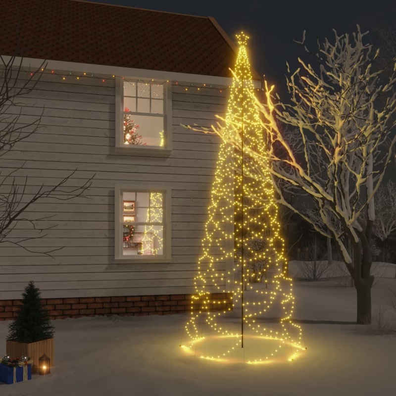 vidaXL LED Baum LED-Weihnachtsbaum mit Metallstange 1400 LEDs Warmweiß 5 m