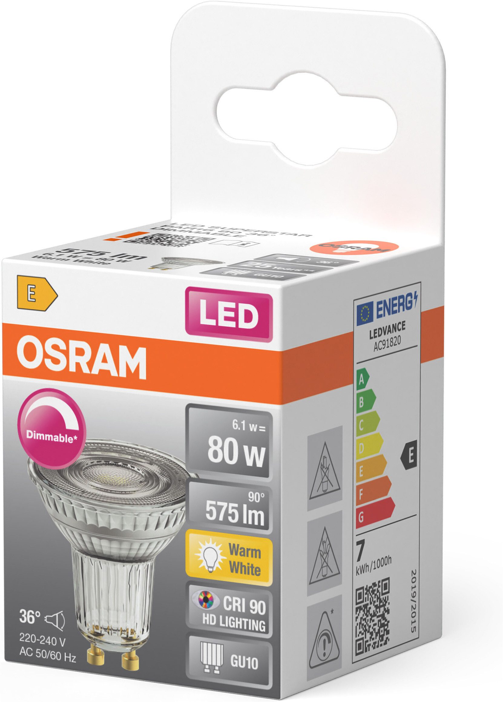 Osram LED-Leuchtmittel LED SUPERSTAR PAR16 Reflektorlampe, GU10, 1 St., Warmweiß