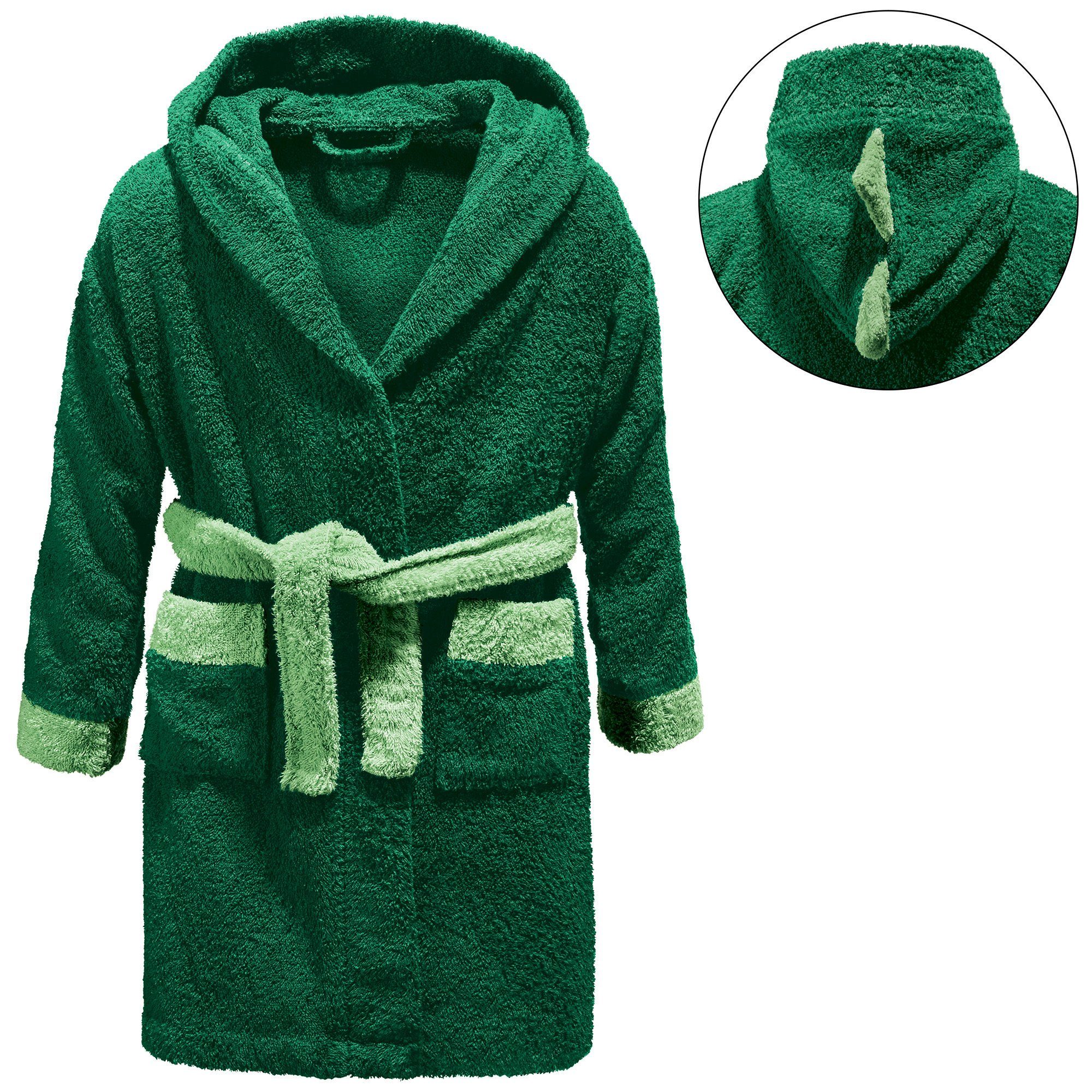 Erwin Müller Kinderbademantel Kinder-Bademantel "Dino" mit Kapuze, Rückenlänge: 67 cm, Frottier, mit Kapuze, Walk-Frottier Tiermotiv