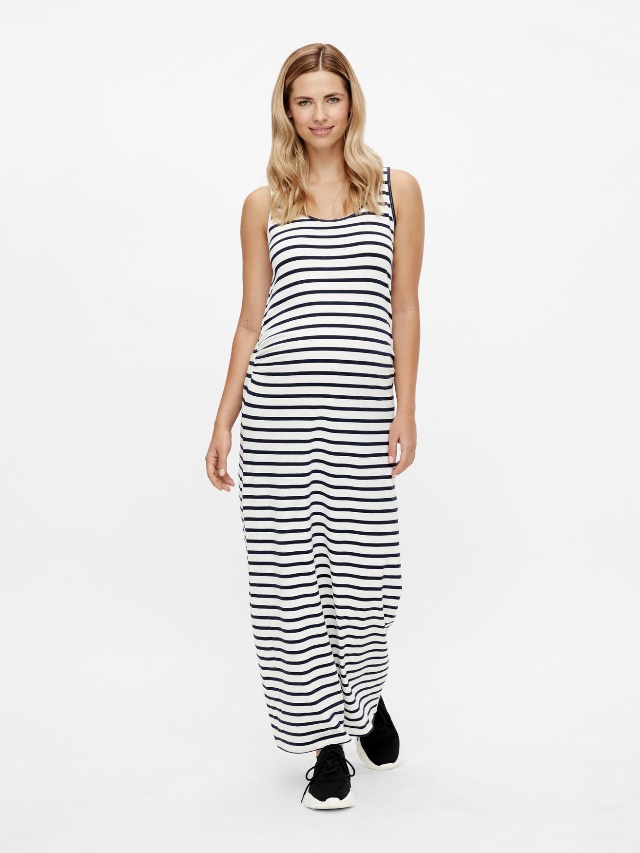Mamalicious Shirtkleid Maxi Umstands Kleid Weiß Mode MLLEA Stretch Dress in Schwangerschafts (lang) 4997