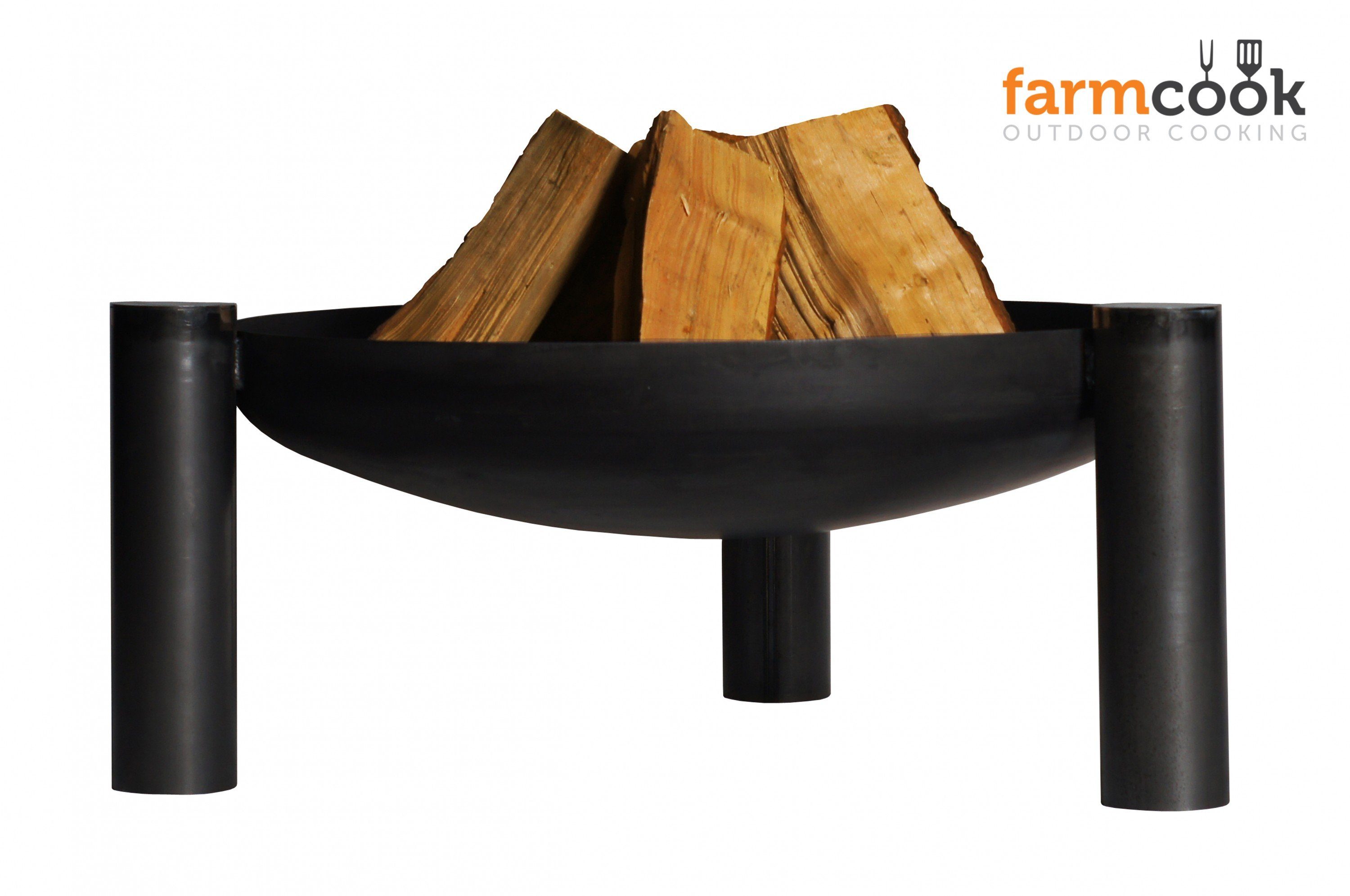 Farmcook Feuerschale Feuerschale unlakiert Feuerstelle Pan 38 Ø 60 cm, (1 Stück, 1 Feuerschale), aus unlackiertem Rohstahl
