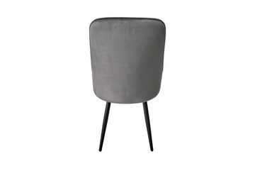 byLIVING Stuhl SHANE (2er-Set, Samtbezug in grau, Metallgestell in schwarz), Bequeme Rückenschale, Hoher Sitzkomfort durch hochwertiger Polsterung