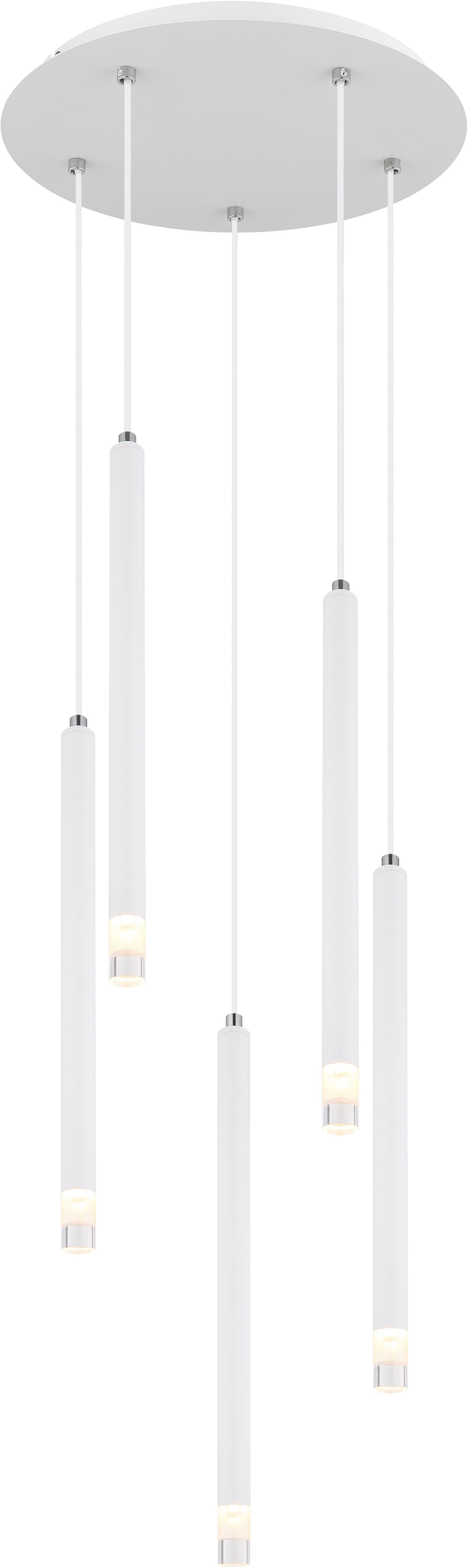GLOBO LIGHTING Hängeleuchte RYAN, Leuchtmittel wechselbar, Weiße Hängeleuchte mit Acryl satiniert, klar, höhenverstellbar