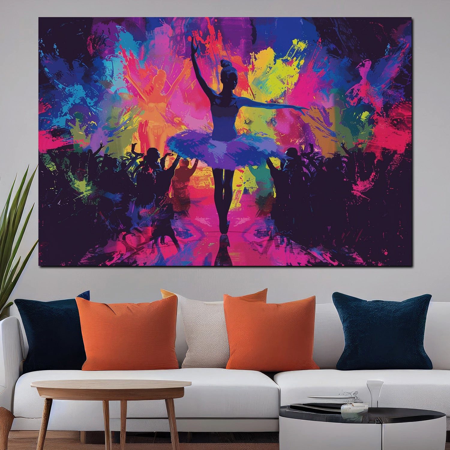 Artedinoi Leinwandbild Ballerina Pop Art Farbexplosion bunt Leinwandbild Wandbild XXL, Ballerina, abstrakt