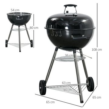 Outsunny Holzkohlegrill BBQ Grill, Set, 1 x BBQ-Grill, BxTxH: 65x65x108 cm