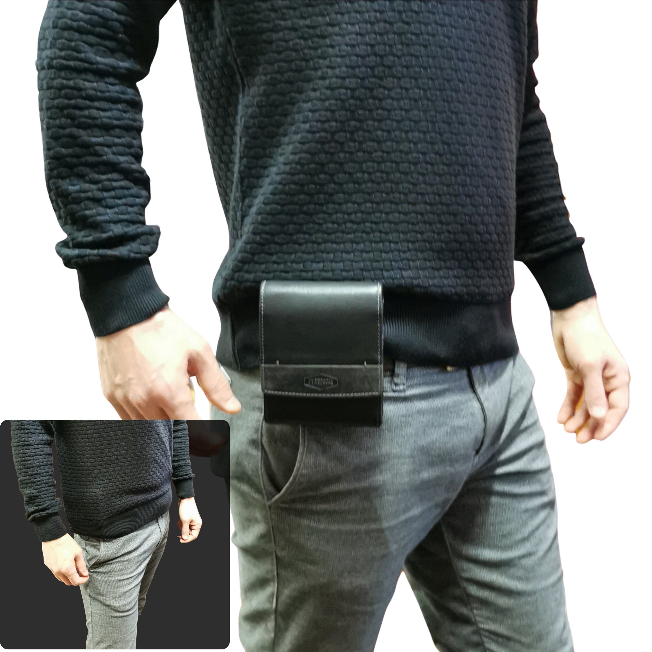 Landleder Gürteltasche Clevere 2 in 1 Geldbörse - Gürteltasche / Brustbeutel, weiches Rindleder