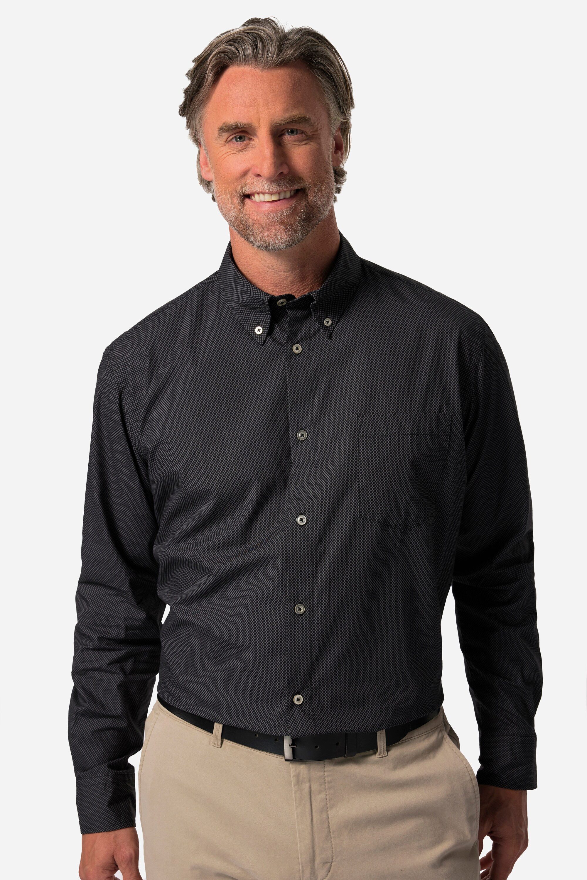 Boston Park Businesshemd Hemd Langarm Minimal-Muster Buttondown-Kragen günstig online kaufen