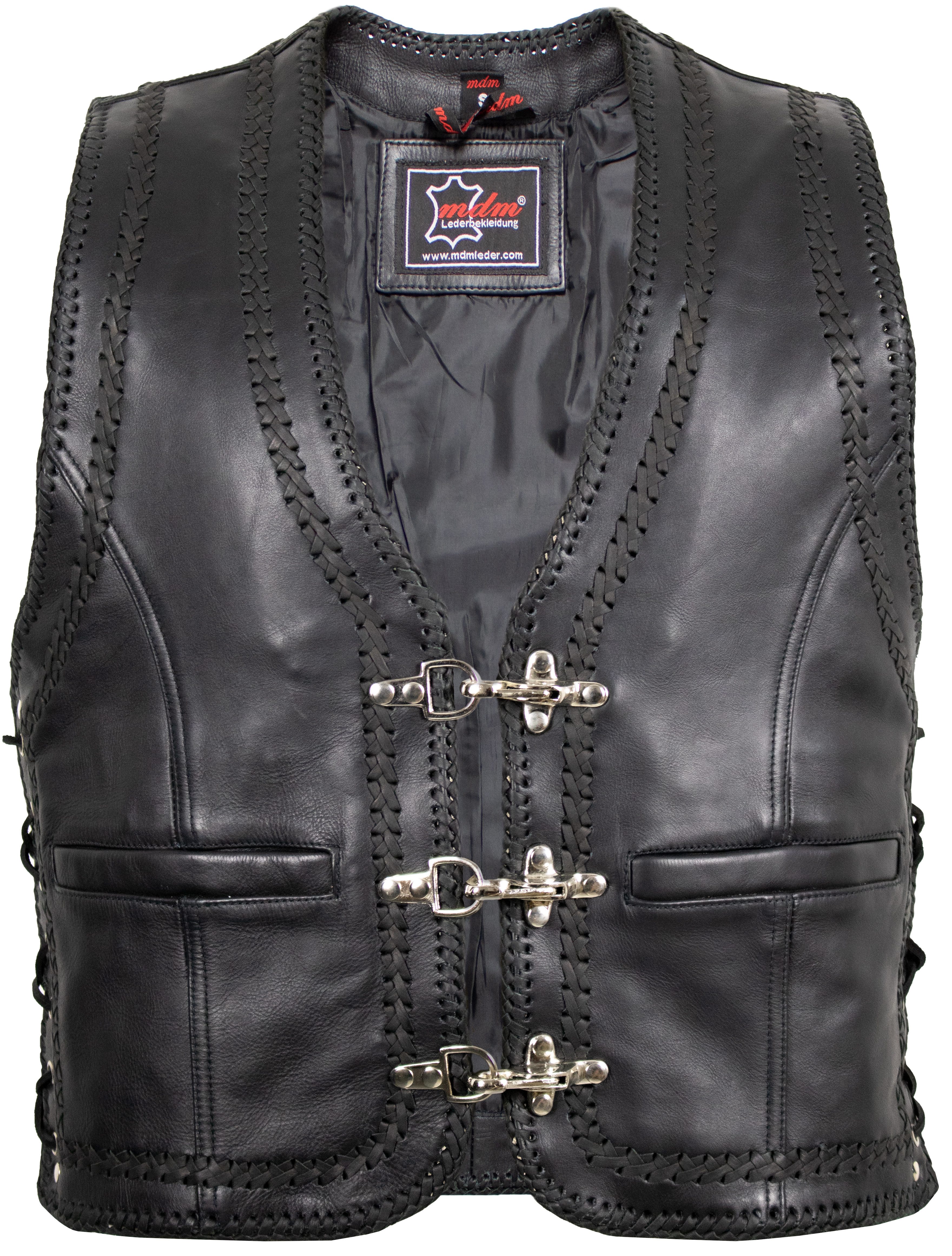 MDM Lederweste Herren Motorrad Biker Lederweste Doppelt geflochten günstig online kaufen
