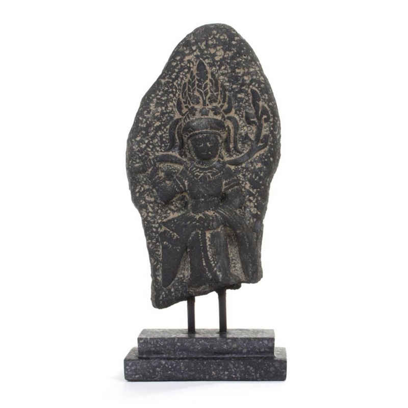 Ploß Buddhafigur, STEIN FIGUR THAI BUDDHA AUF SOCKEL 35 CM