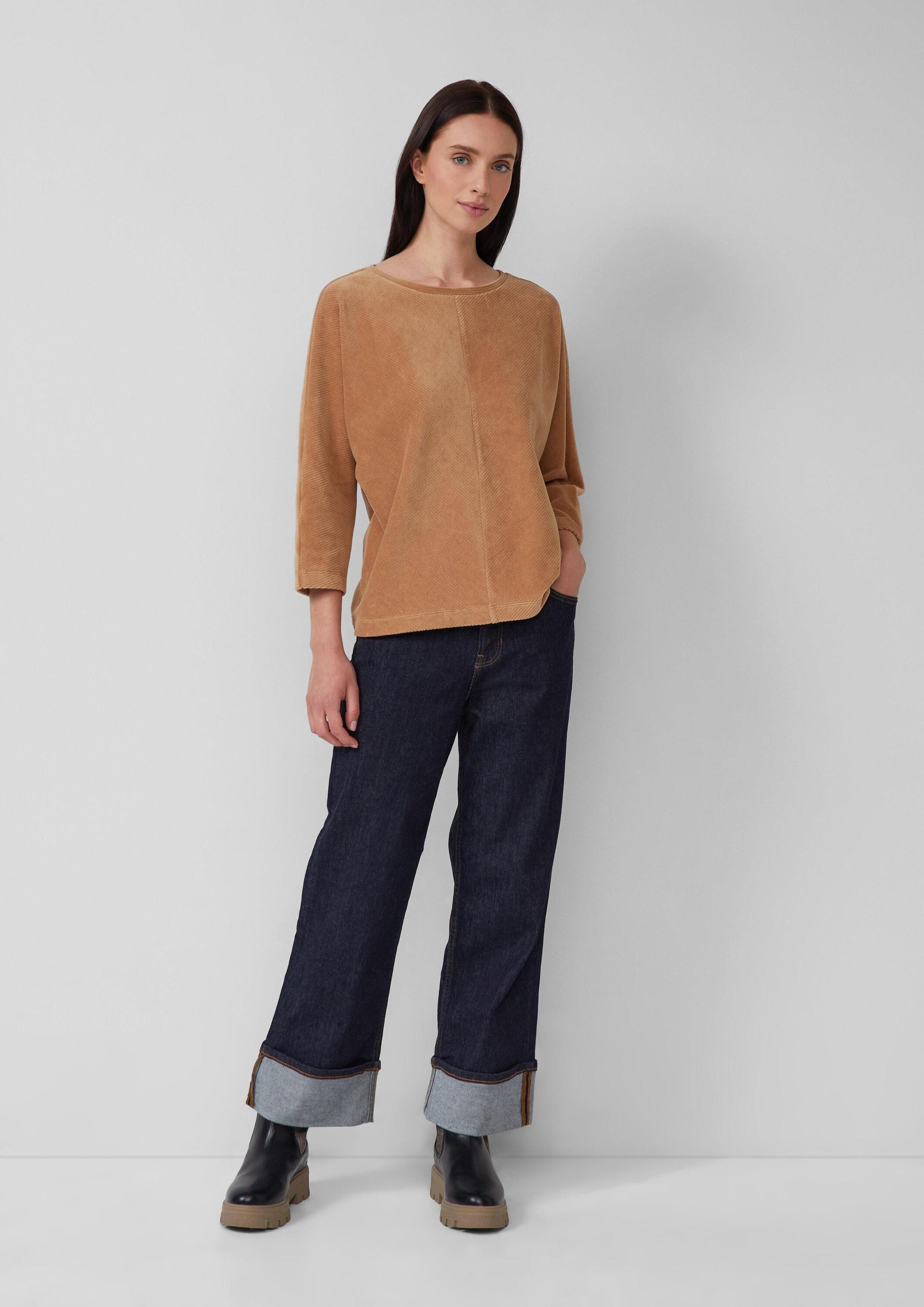 s.Oliver 3/4 Arm-Pullover Sweatshirt Cord-Shirt mit Teilungsnaht und Fledermausärmeln