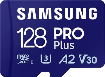 Samsung PRO Plus + microSDXC-Adapter Speicherkarte (128 GB, Class 10, 160 MB/s Lesegeschwindigkeit)