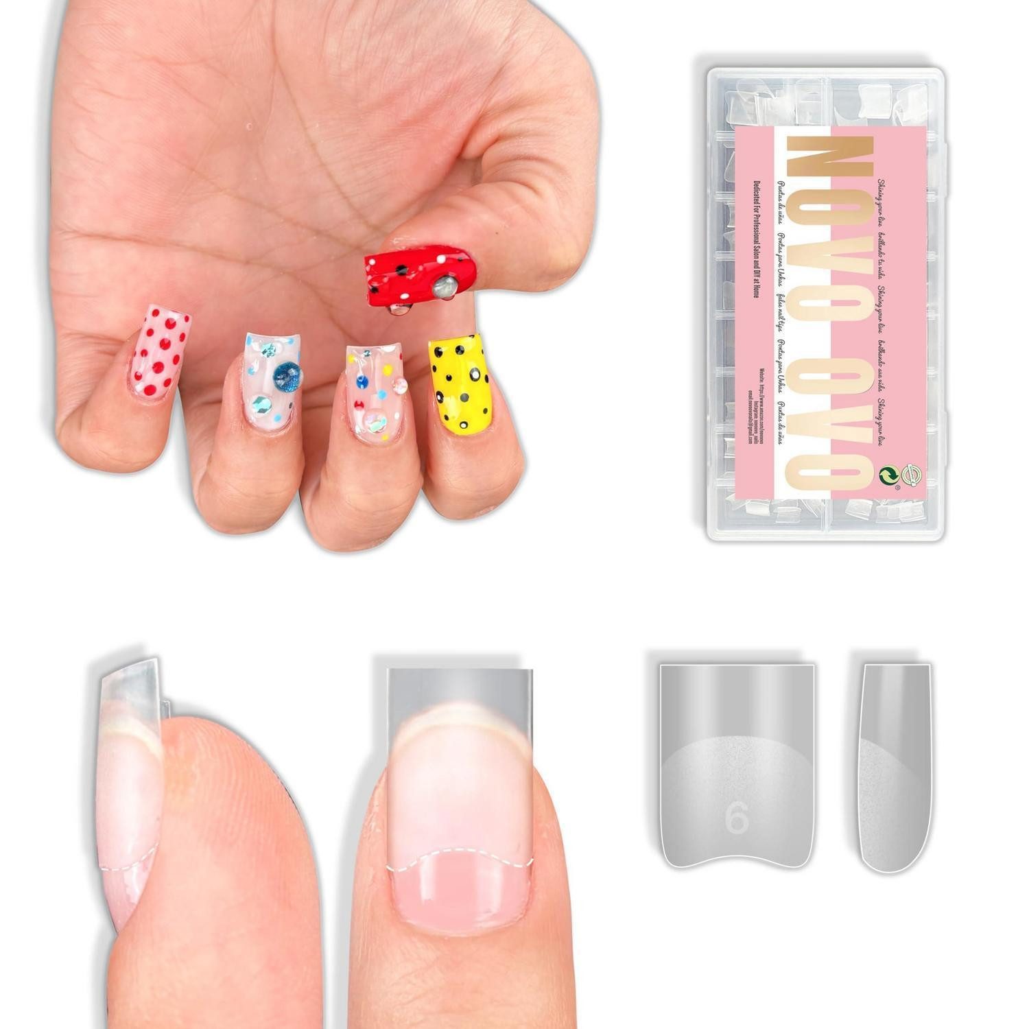 LuxusKollektion Nageldesign Zubehör Fingernägel kurze Square Klarsicht