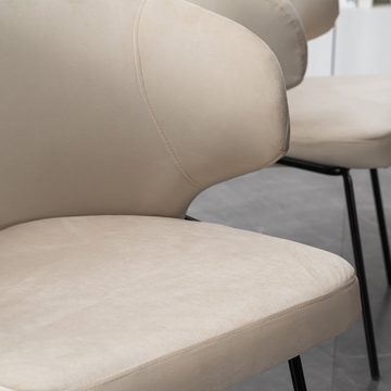 HOME DELUXE Esszimmerstuhl Samt Stuhl Beige AMARA (79 x 55 x 59 cm, 1 St), weiche Polsterung I Küchenstuhl, Polsterstuhl