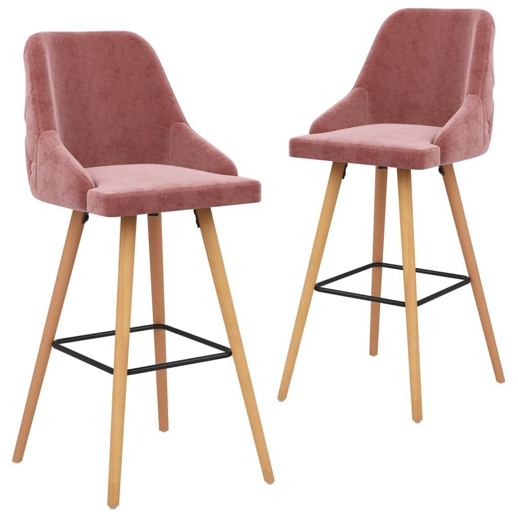 Barhocker Barhocker 2 Stk. Rosa Samt