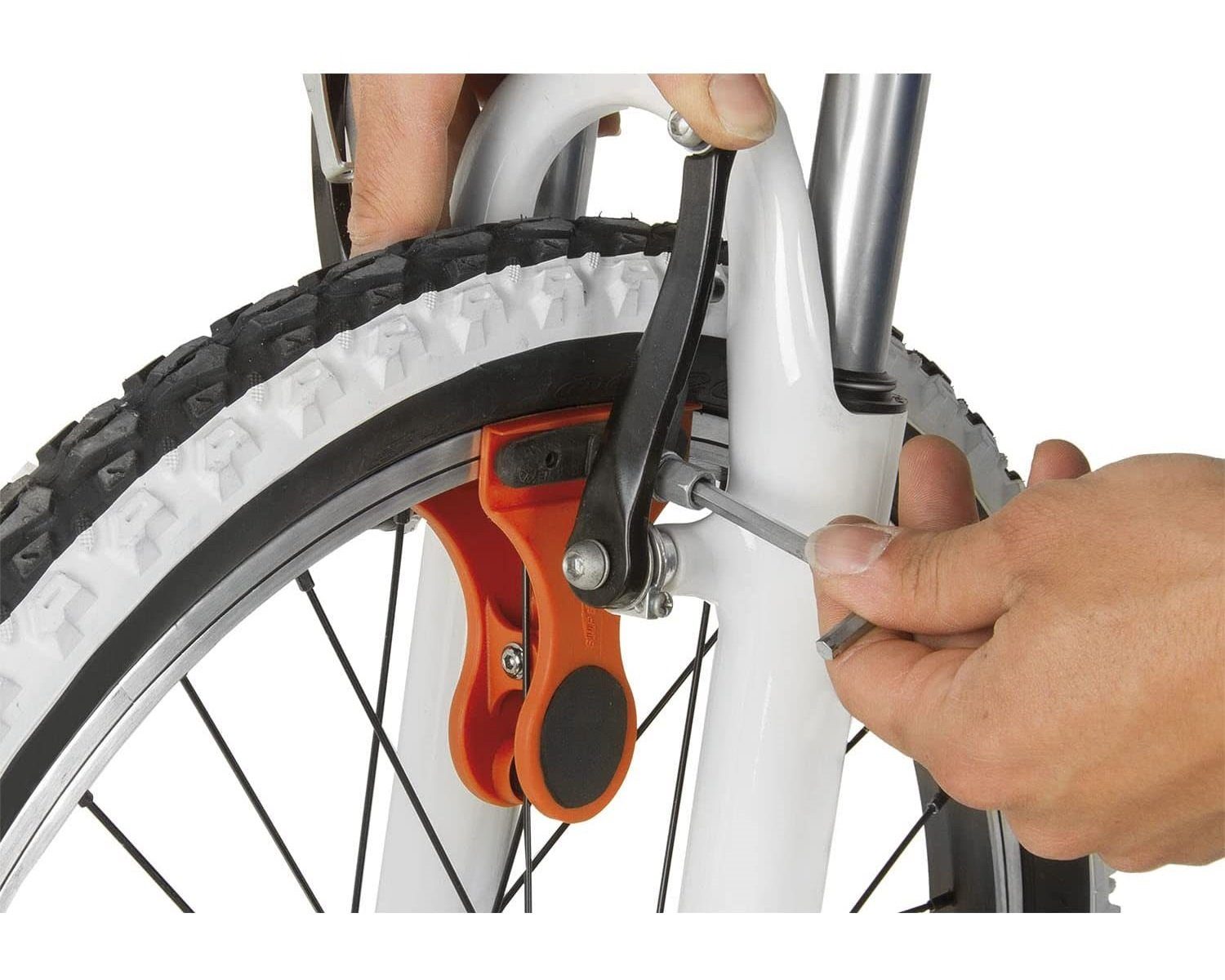 FISCHER Fahrrad Felgenbremse Einstell-Hilfe für Fahrrad Felgen-Bremse, Einstell-Werkzeug, Abstandshalter für Bremsbeläge Bremsschuhe