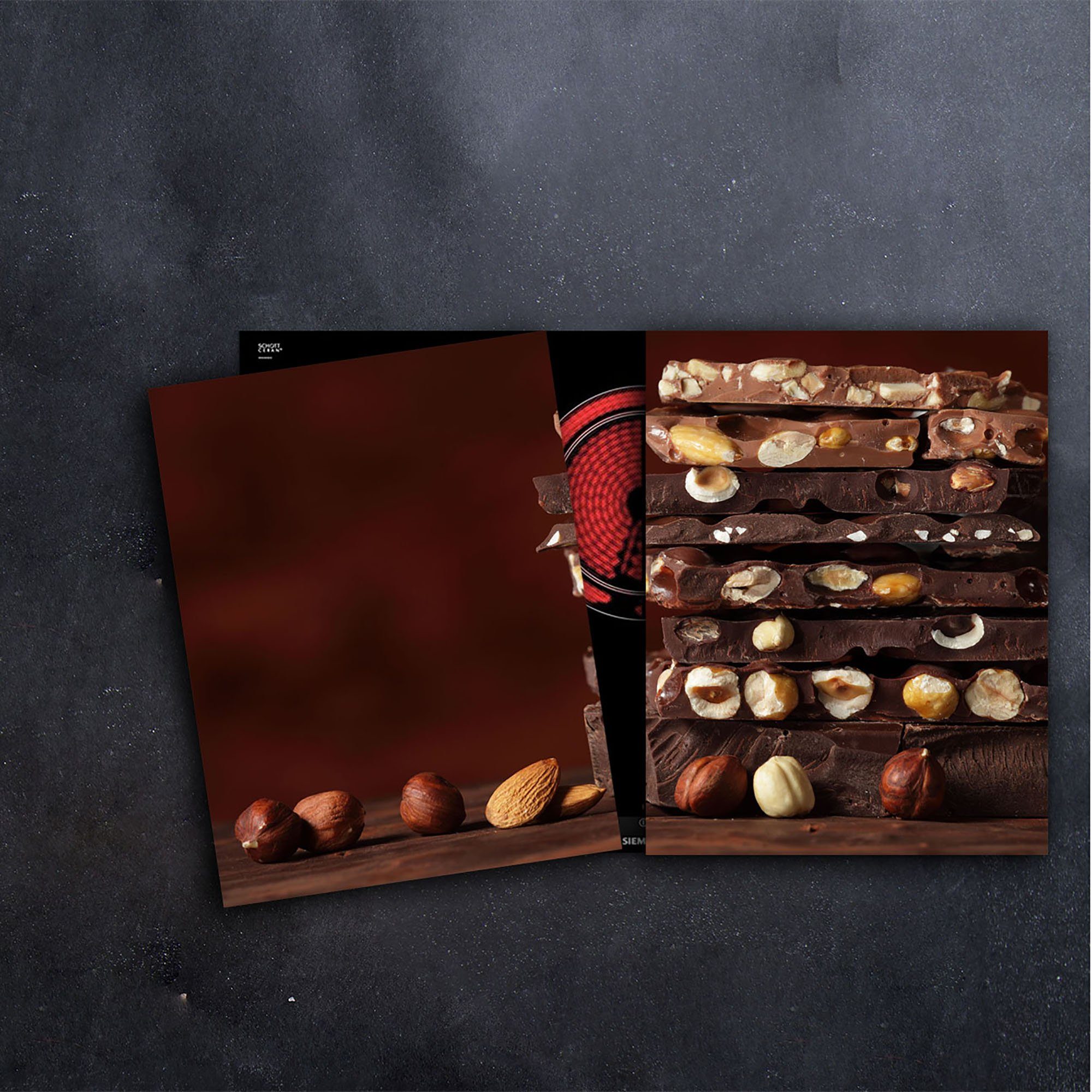 Decorwelt Herd-Abdeckplatte Ceranfeldabdeckung 2-teilig Nüsse Schokolade 80x52