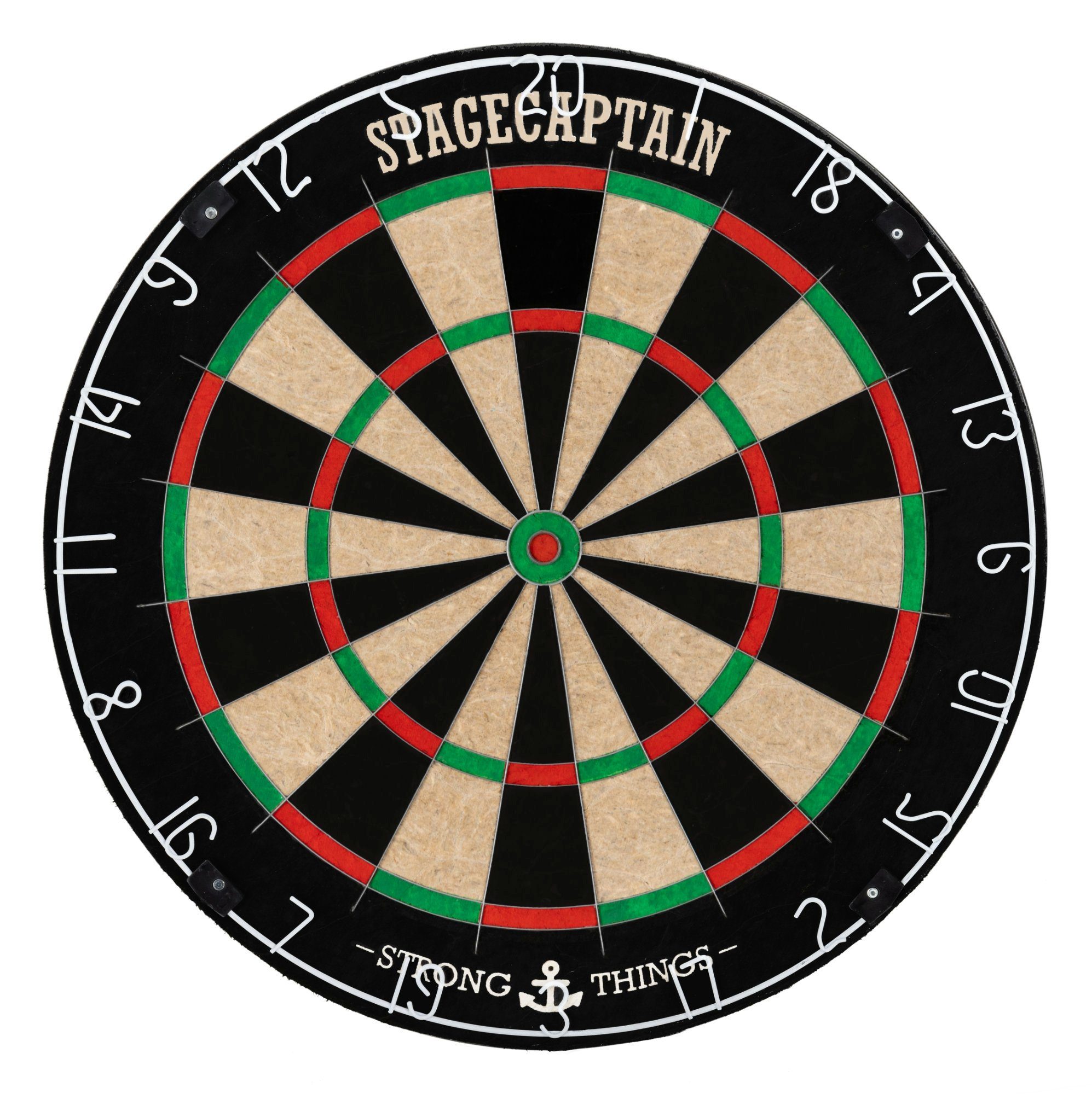 Stagecaptain Dartscheibe DBS-1715 BullsEye Pro, (Dartboard-Set, 18-tlg., inkl. 6 Dartpfeilen und 12 Flights), Steeldartscheibe aus Sisal mit dünnen Drähten