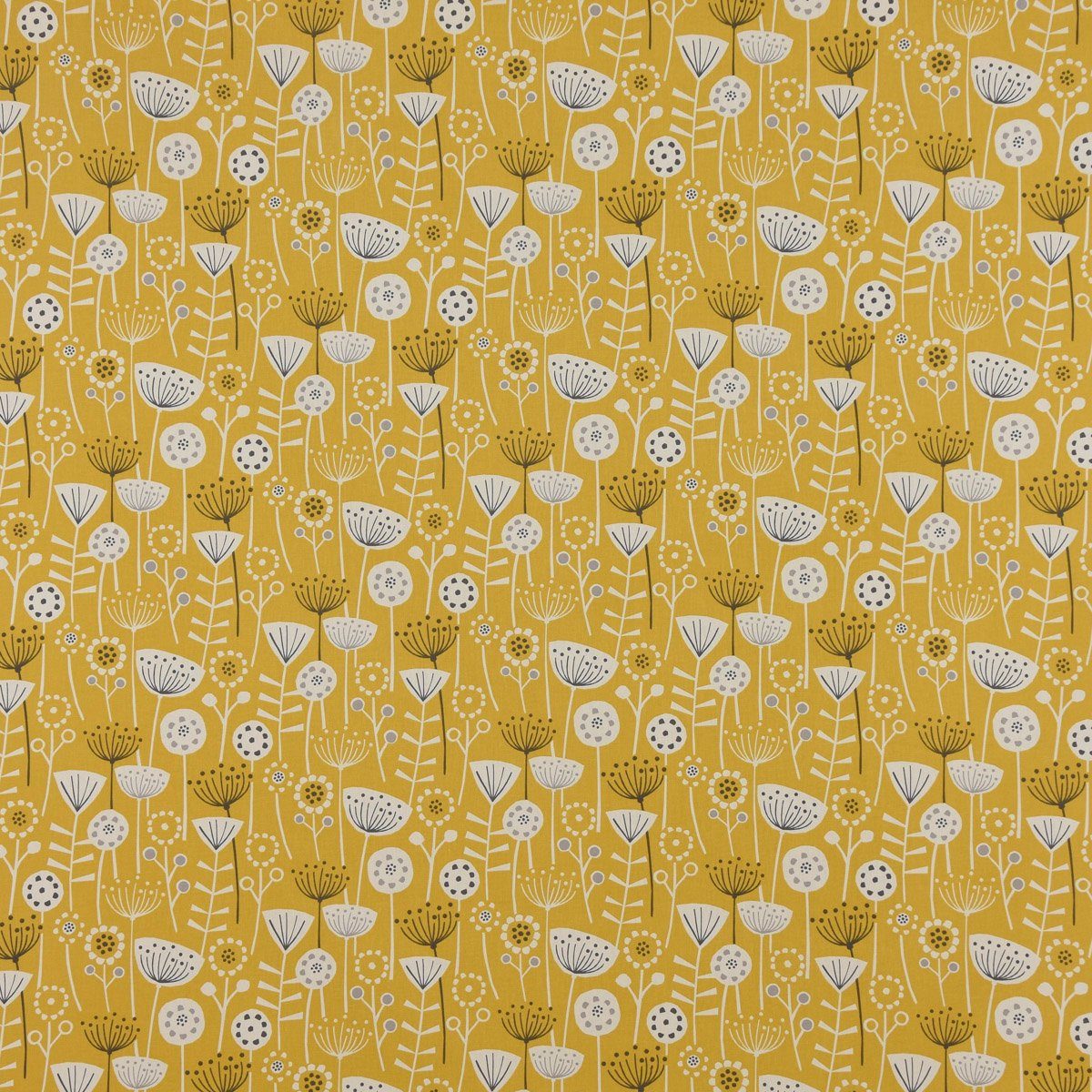 SCHÖNER LEBEN. Stoff Dekostoff Meterware Fryett`s Baumwollstoff Blumen gelb ocker 138cm