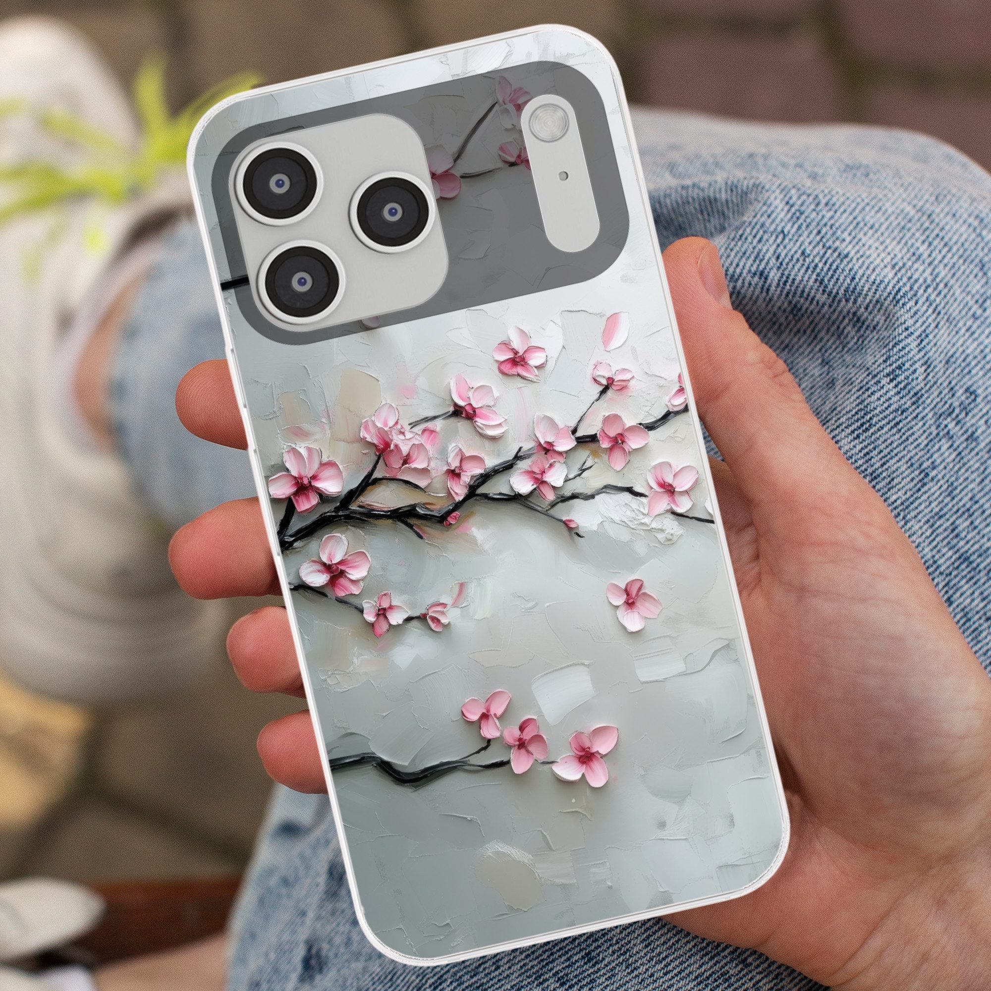 MuchoWow Handyhülle für Apple iPhone 17 Pro Max Blüte - Künstlerisch - Rosa - Sakura, Smartphone-Bumper, Print, Handy Schutzhülle Dünn