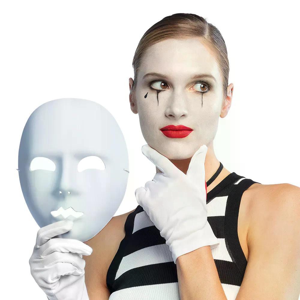 Boland Verkleidungsmaske Gesichtsmaske Pantomime weiß schwarz neutrale Maske Karneval Theater, für künstlerische Darstellungen wie Pantomime oder Tanz