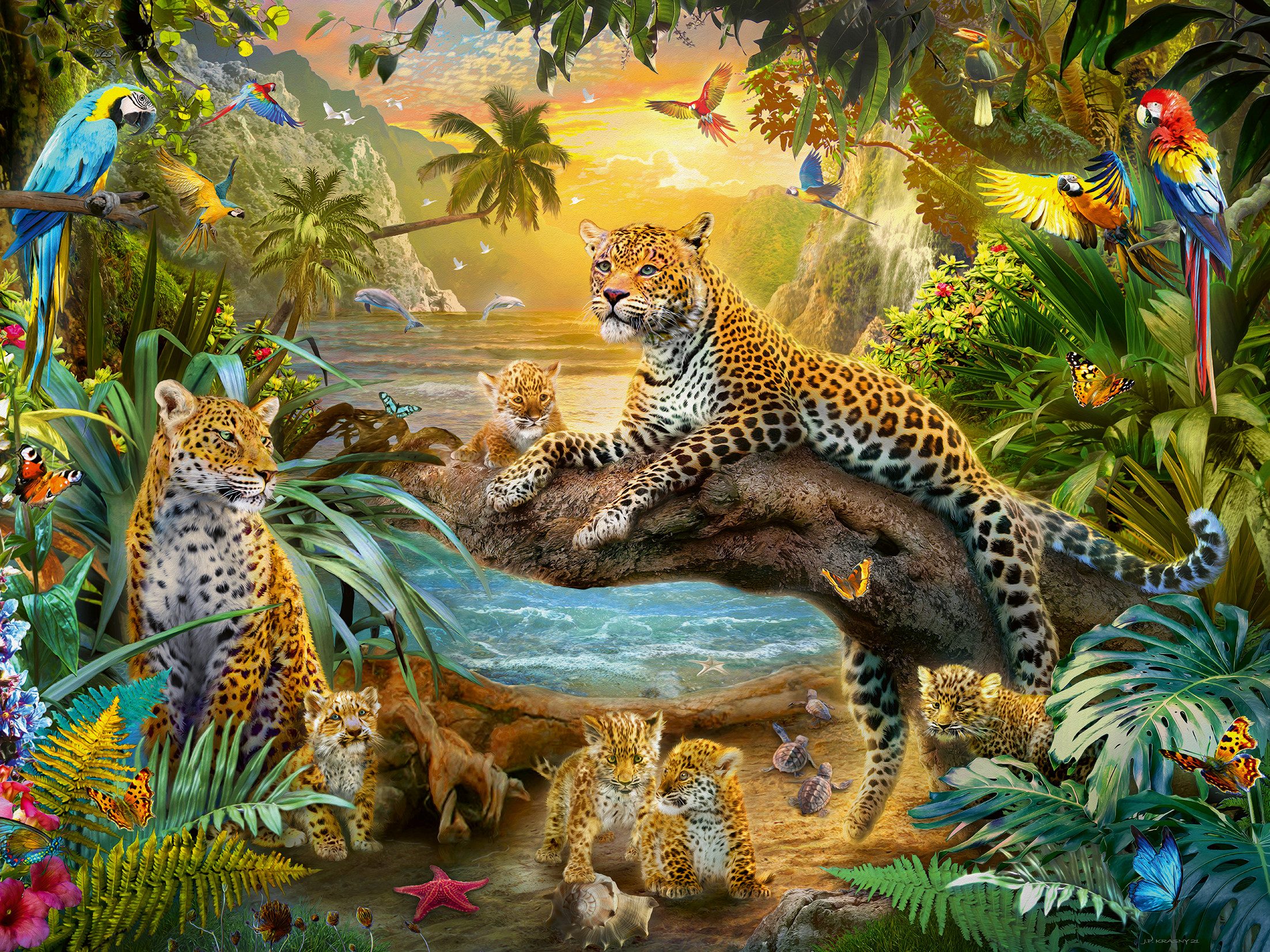 Ravensburger Puzzle Leopardenfamilie im Dschungel, 1500 Puzzleteile, Made i günstig online kaufen