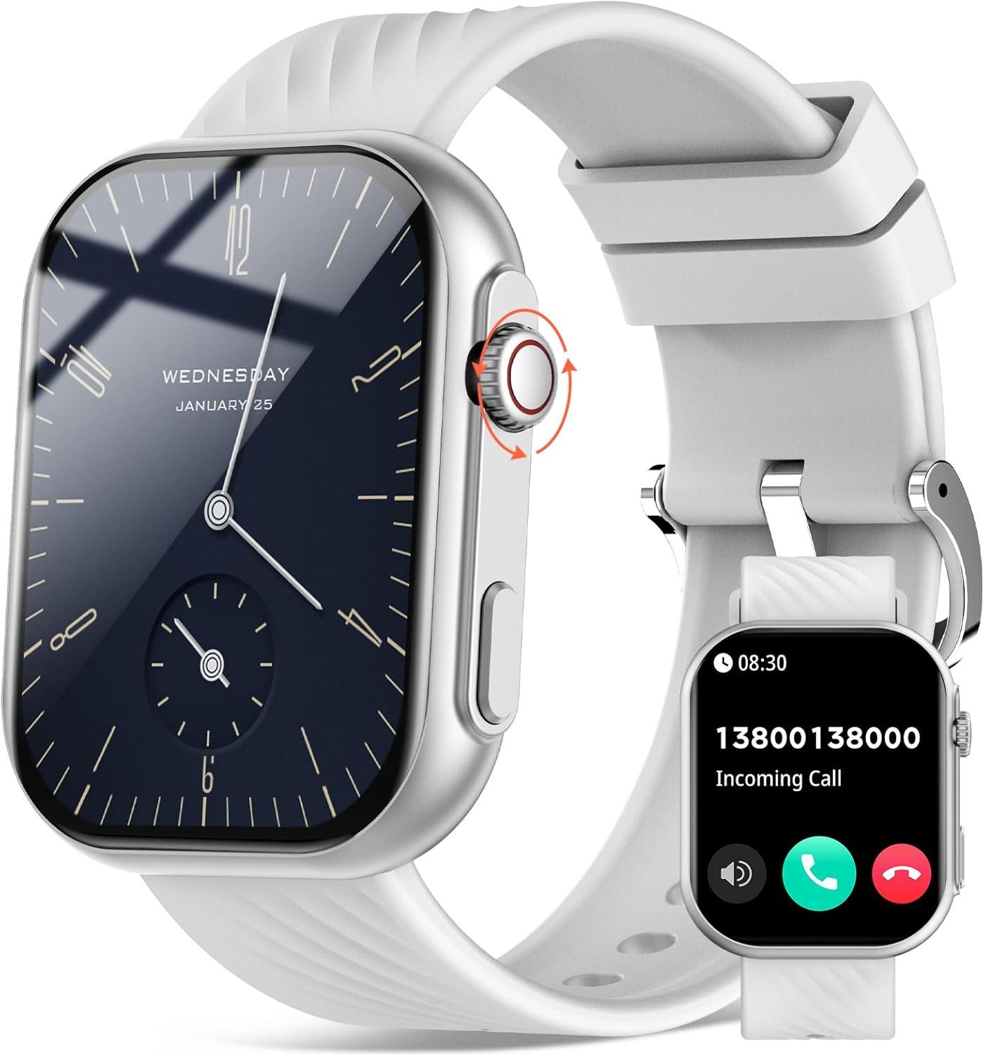 AVUMDA ZL80-S Smartwatch (5,1 cm, android ios), Herren Smartwatch mit 2.01 Zoll Display Telefonfunktion