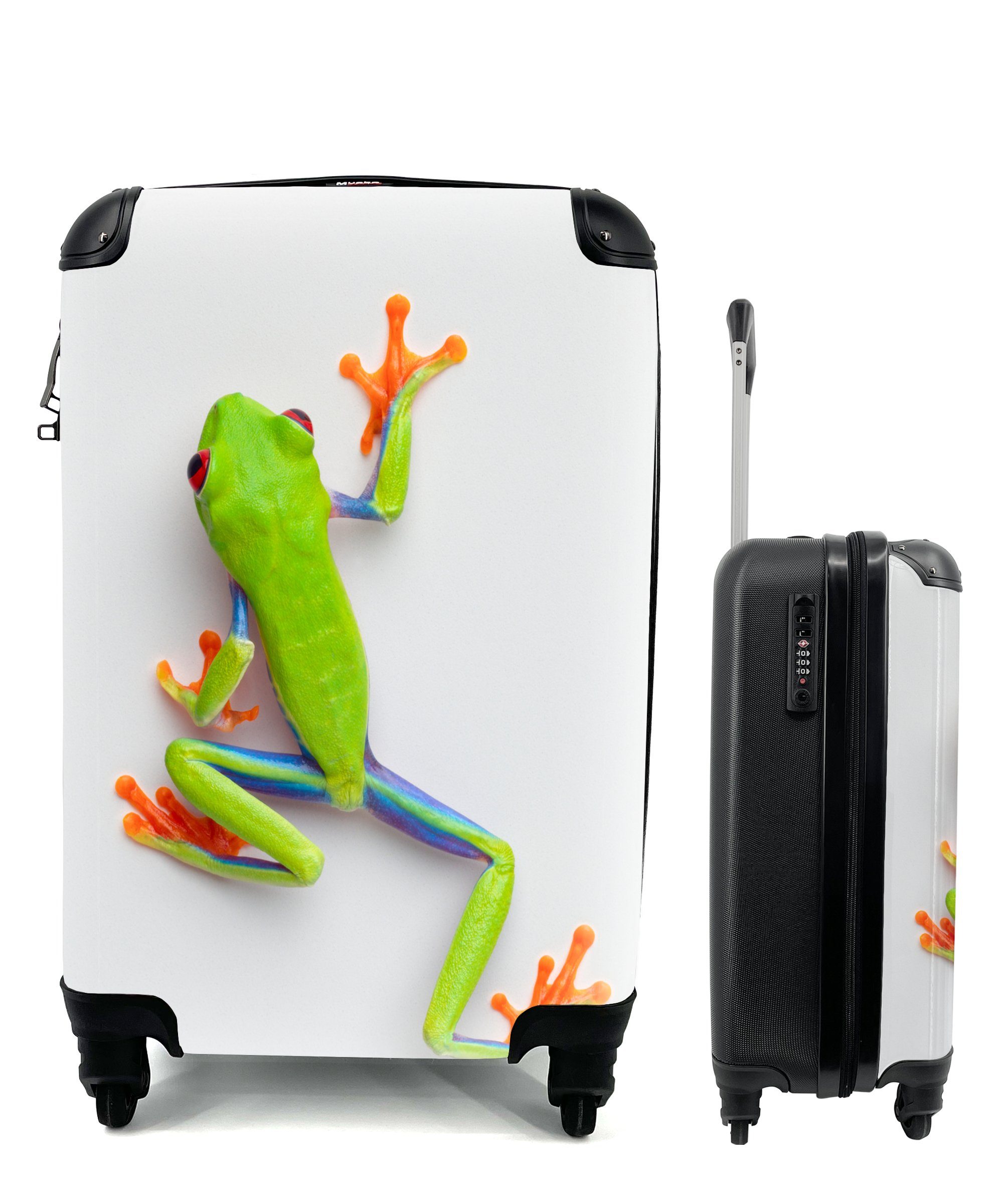 MuchoWow Handgepäckkoffer Frosch - Tiere - Grün, 4 Rollen, Reisetasche mit rollen, Handgepäck für Ferien, Trolley, Reisekoffer