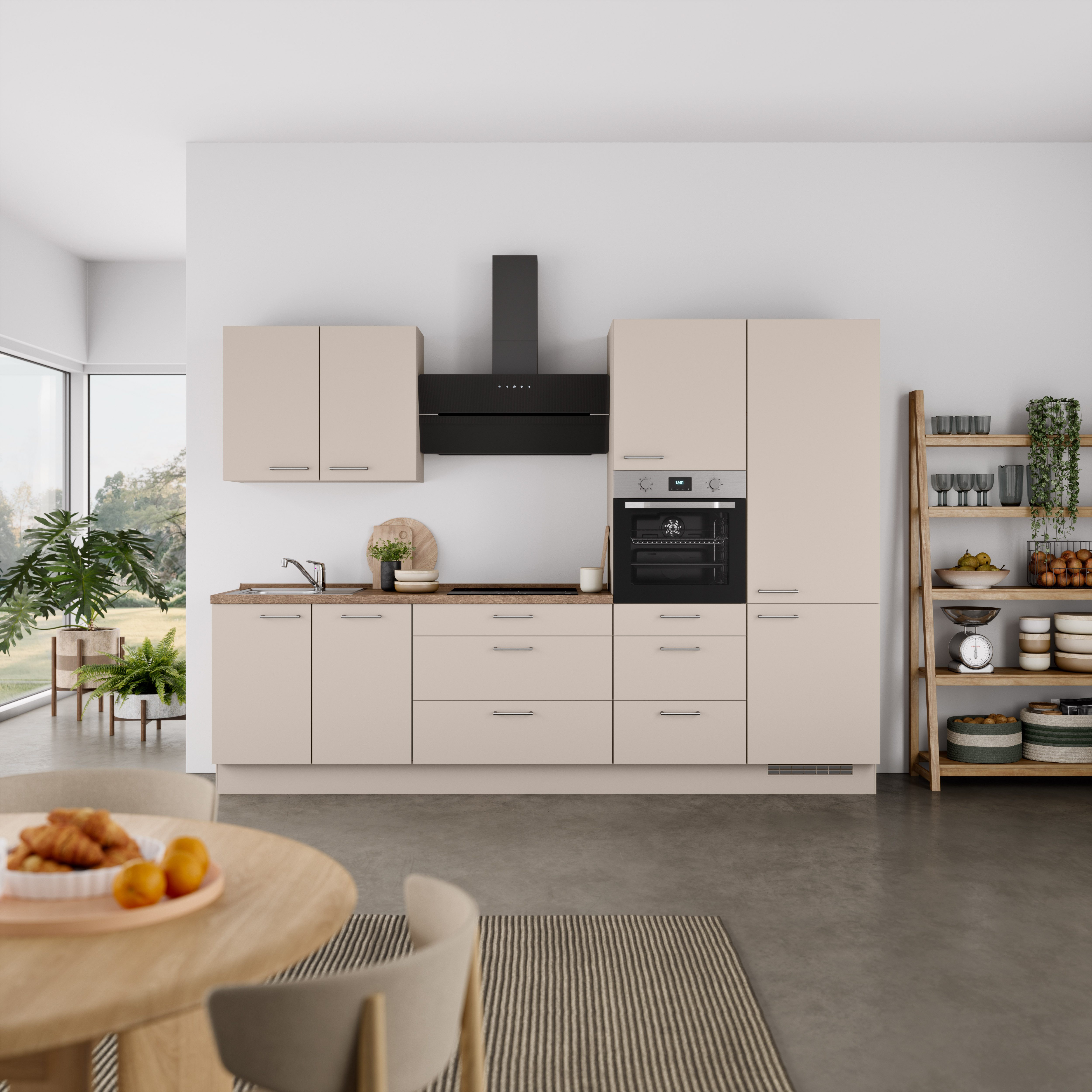 nobilia® Küchenzeile "Laser II", NEU: individuell anpassbar mit gratis Profi-Beratung, vormontiert, 300 cm breit, optional mit verschiedenen E‑Geräte-Sets