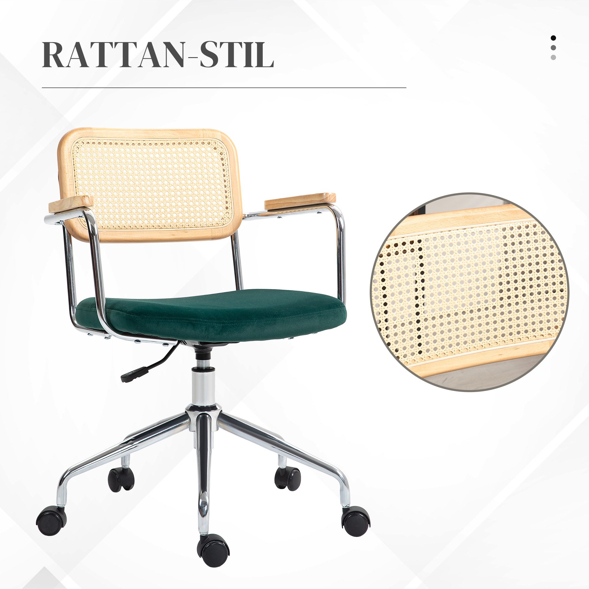 furnicato Bürostuhl Boho-Design drehbar verstellbar Stahl Grün bis 1 (1 St)