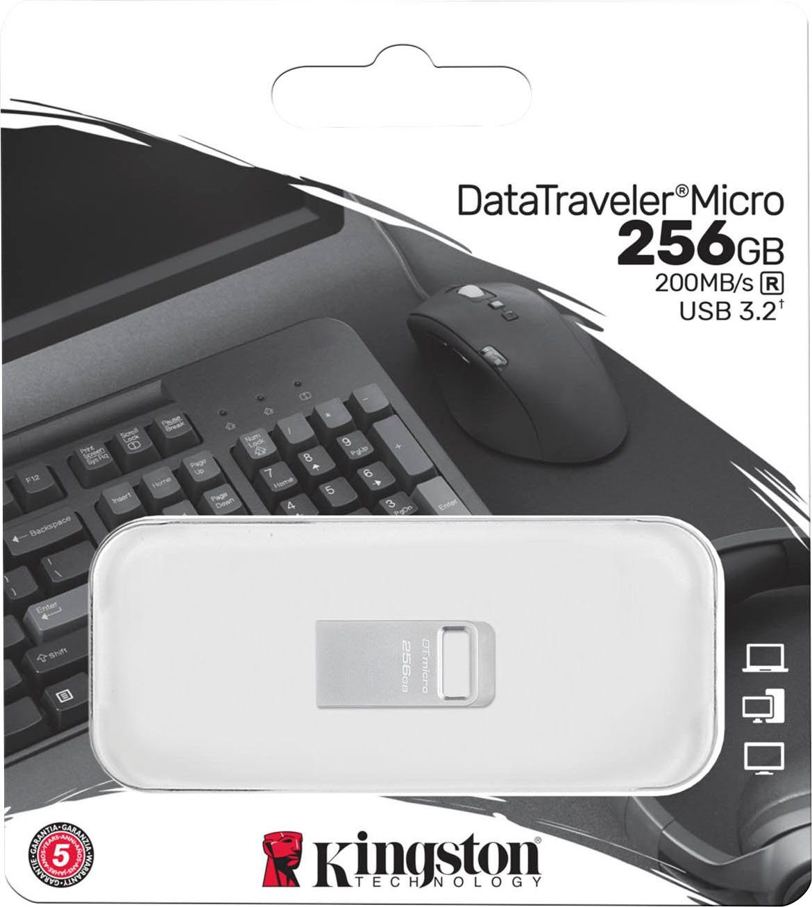 Kingston DATATRAVELER® MICRO 256GB USB-Stick (USB 3.2, Lesegeschwindigkeit 200 MB/s)
