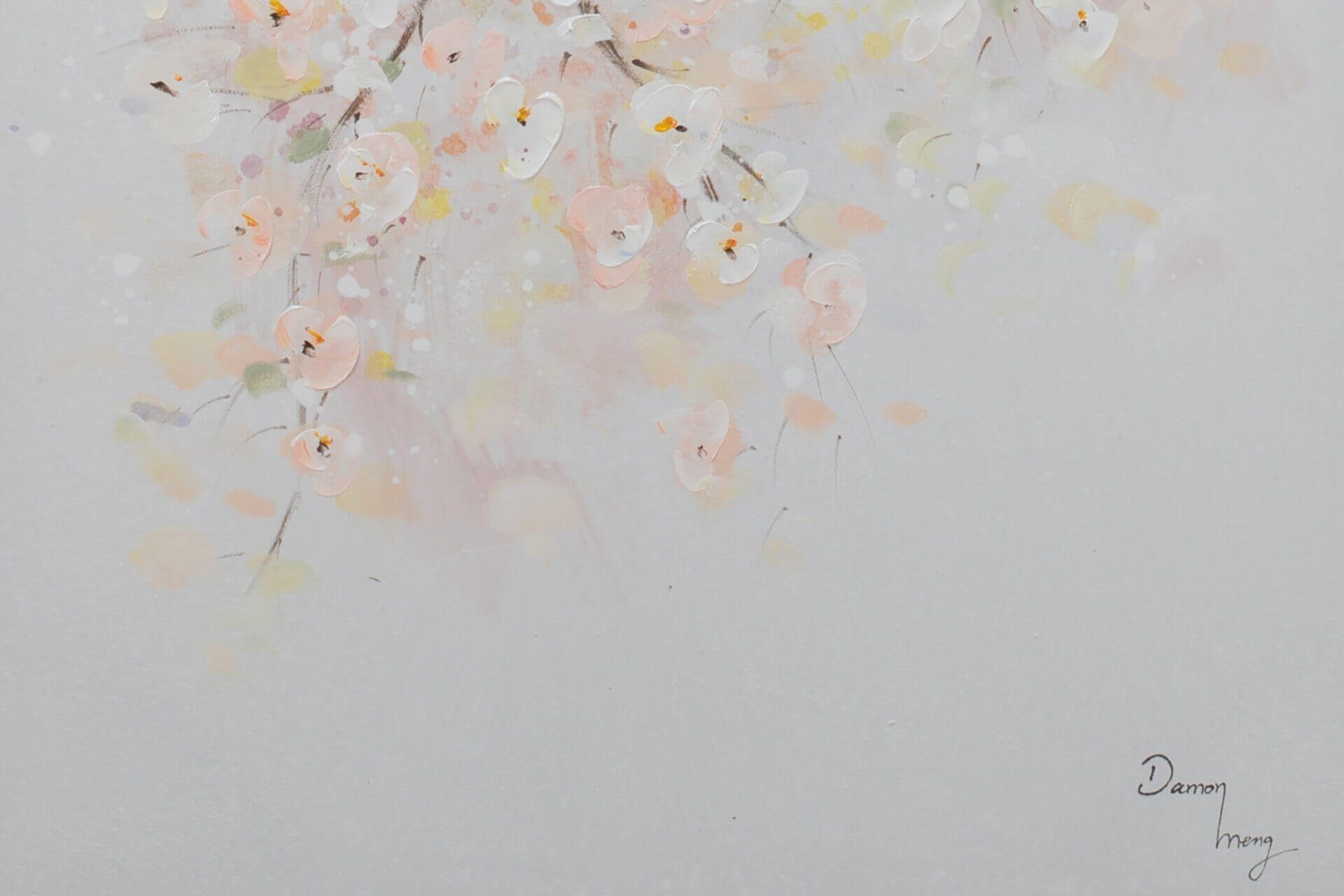 Wohnzimmer Wandbild Rosa Gemälde Blütenregen 100% KUNSTLOFT cm, HANDGEMALT Leinwandbild 60x120