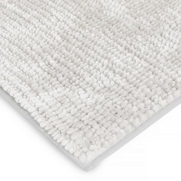 Badematte Coral Weiß, Erhältlich in 2 Größen, Badteppich casa pura, Höhe 20 mm, Chenille-Struktur, Maschinenfest, 100% Polyester