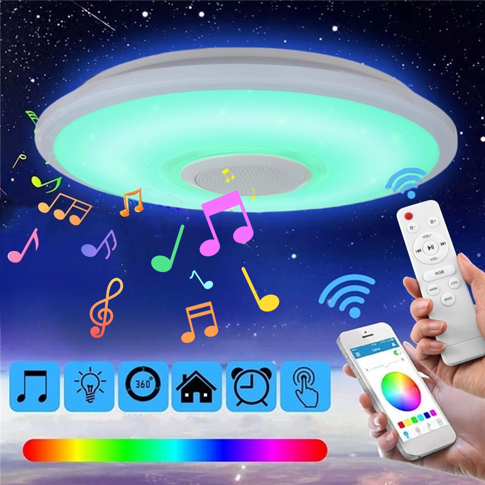 LETGOSPT Deckenleuchte LED Deckenlampe RGB Bluetooth günstig online kaufen