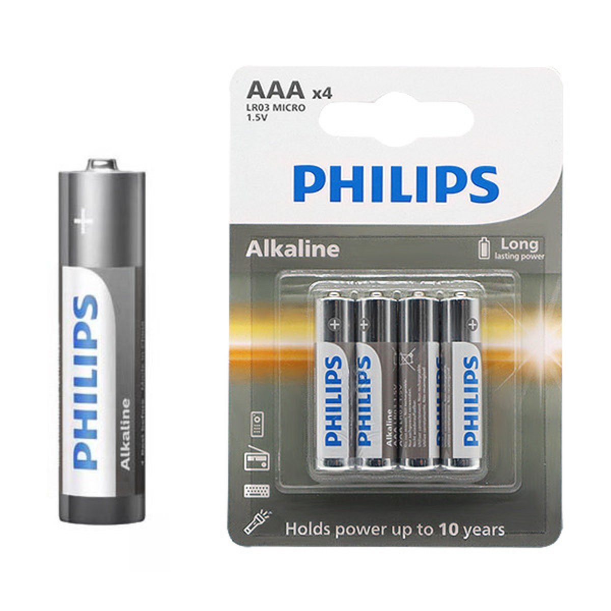 Philips Philips Batterie Einsteiger Alkaline AAA LR03 LR3 4 Stück Verlängerungskabel