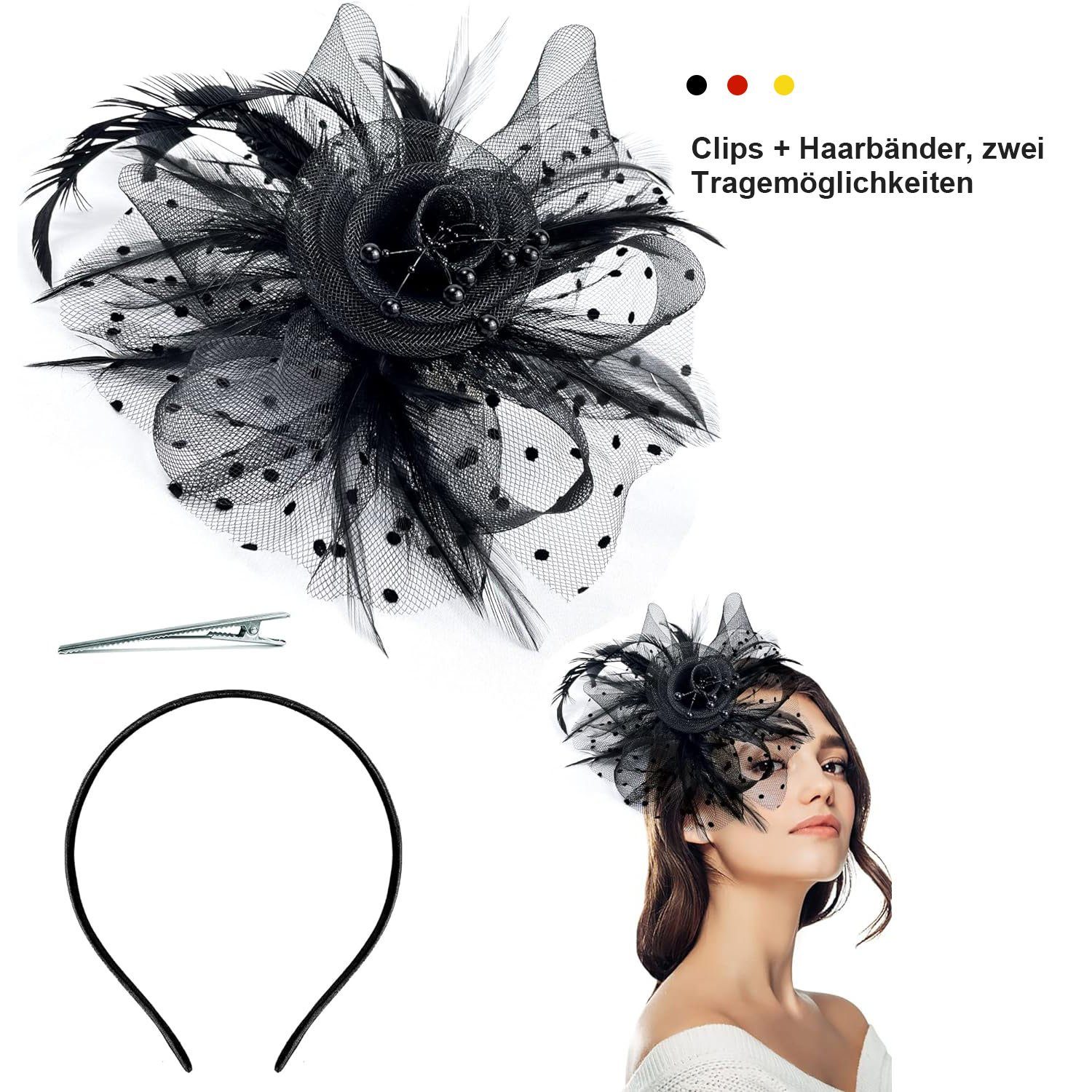 MAGICSHE Haarspange Halloween Charming Hut Cocktail Federn, mit schwarz Hut Kopfschmuck Karneval Hochzeit