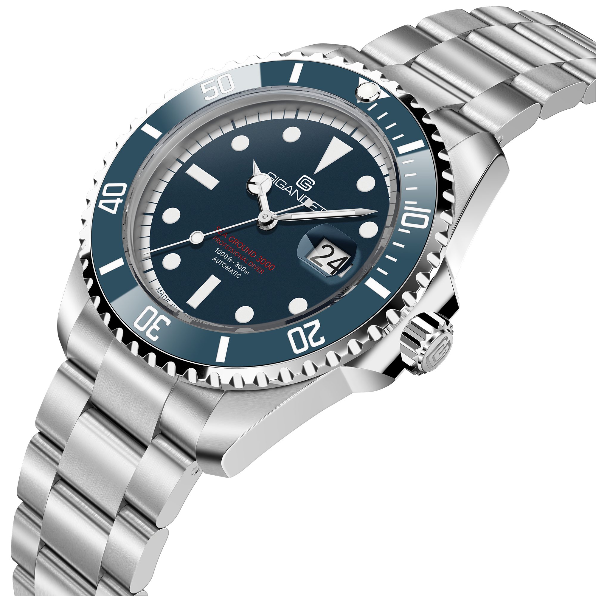 Gigandet Automatikuhr SEA GROUND G3000, Made in Germany, Saphirglas, Keramiklünette, Swiss SuperLuminova