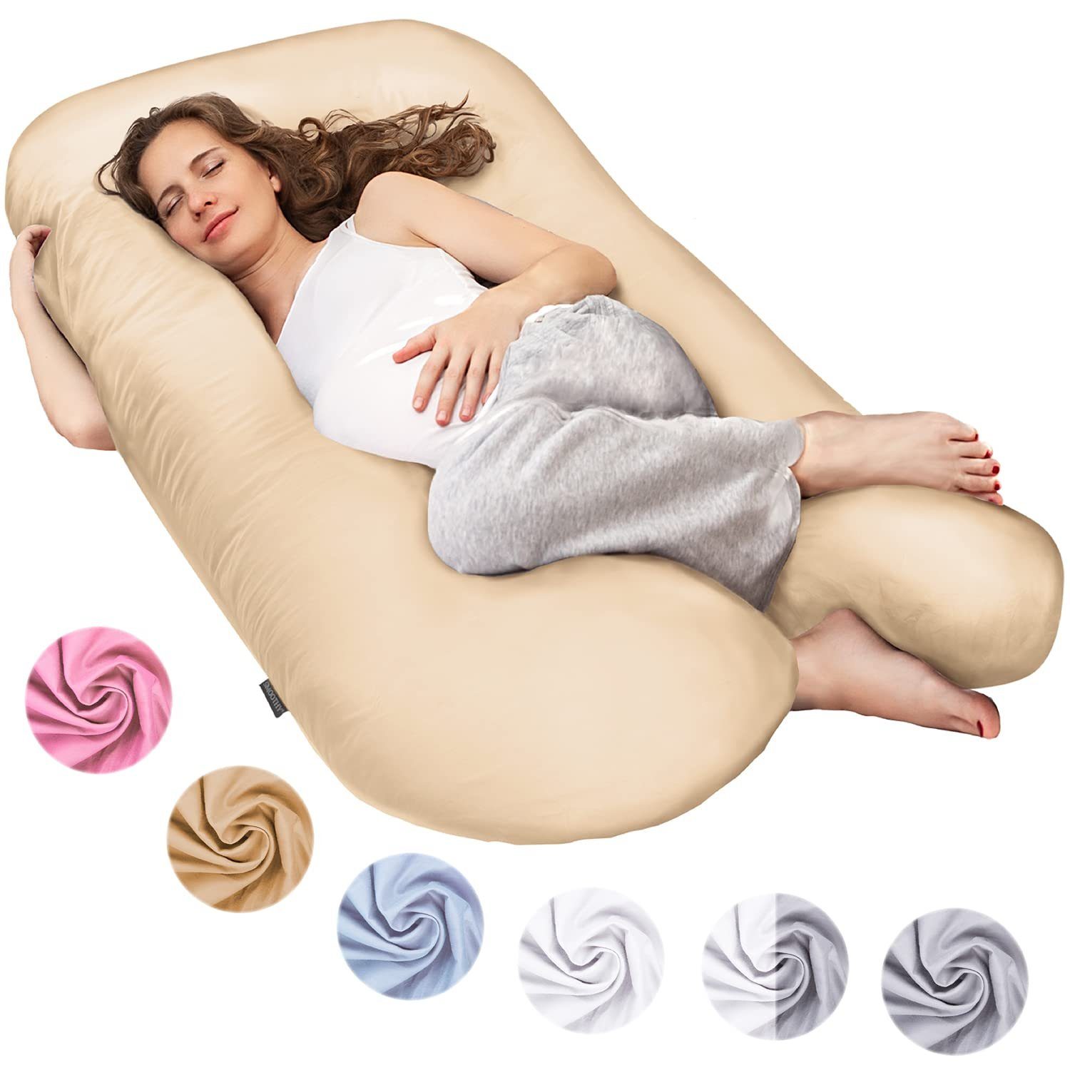 Stillkissen Lagerungskissen, U-Form Schwangerschaftskissen Smoothy Stillkissen in Baby-Kissen & Beige